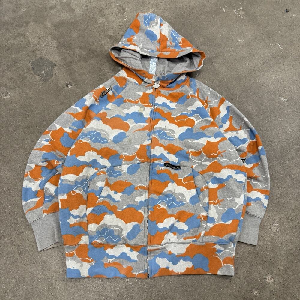 VINTAGE Y2K AKADEMIKS AOP GRUNGE HIP HOP SKATE FULL ZIP HOODIE XL MENS